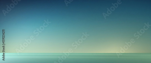 Minimalist empty room background for product display. Calm scene with a blue and teal gradient wall and floor. Serene abstract horizon with copy space for mockups and presentations