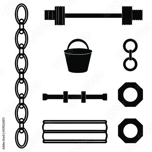 Fitness and Wellness Icons Gym Nutrition and Lifestyle Symbols Set