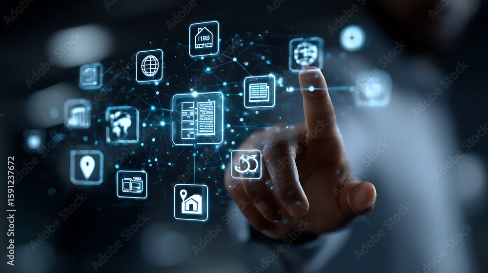 Naklejka premium Digital Interface and Smart Technology Interaction