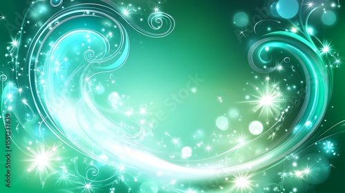 Teal and green abstract swirl design