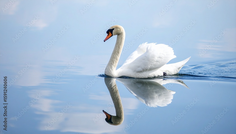 Obraz premium Swan on Calm Water with Reflection