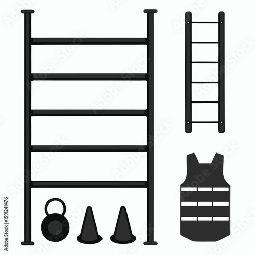 Fitness and Wellness Icons Gym Nutrition and Lifestyle Symbols Set