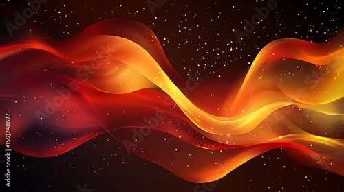 Abstract fire waves on dark background