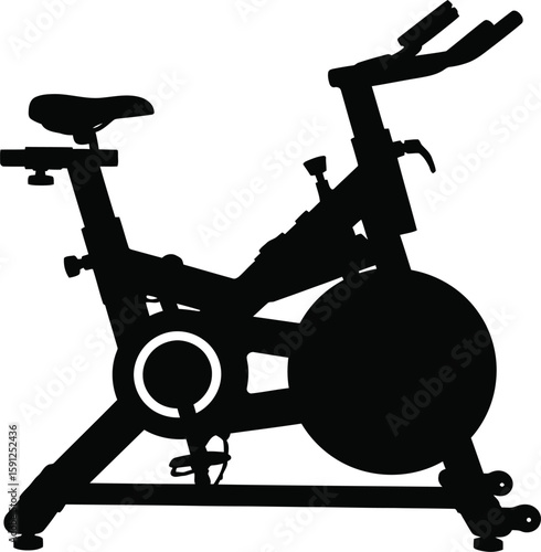 Sleek silhouette reveals an exercise bike ready for a fitness workout, a symbol of indoor cycling and health.