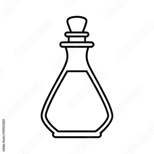 Outline oil bottle con with elegant shape vector on white background