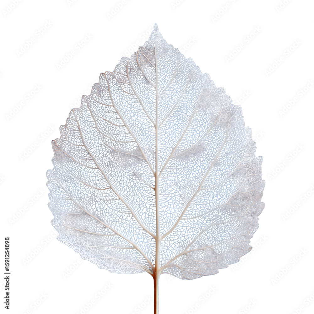 Obraz premium Isolated pale leaf, macro view, clear background. Botanical study