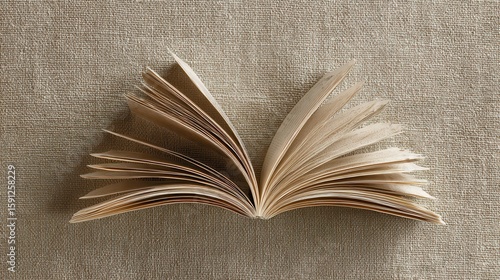 Open Book on Textured Background Highlighting Pages and Details