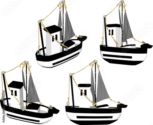 Vector sketch illustration of a children's toy design in the shape of a ship for cupboard decoration
