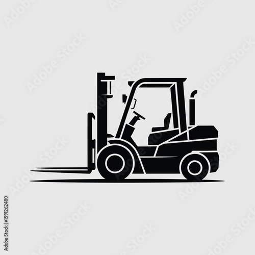 An isolated forklift illustration with bold lines presented in black, perfect for industrial designs and logistics themes.