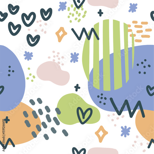 Abstract Shapes and Scribbles seamless Pattern