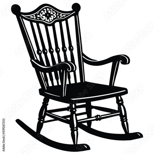Elegant and classic rocking chair silhouette depicting comfort and relaxation in a vector illustration