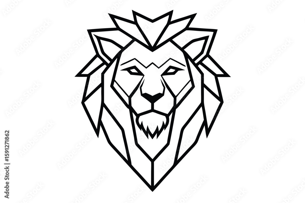 Obraz premium Geometric lion outline reveals a modern, powerful and regal character in this artwork