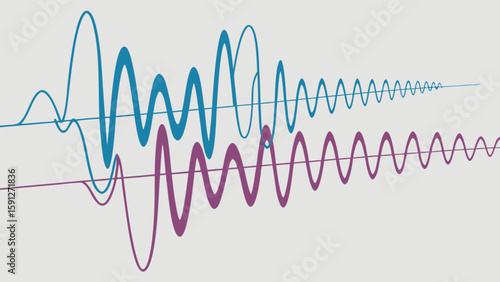 Sound wave visualization with damping effect digital art for science and technology presentations graphic design