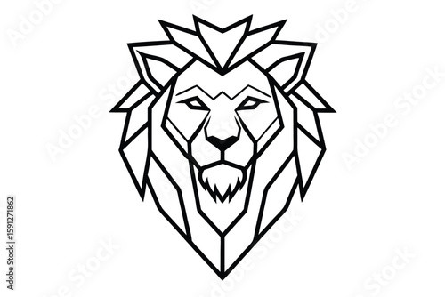 Geometric lion outline reveals a modern, powerful and regal character in this artwork