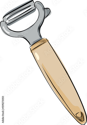 Horizontal blade vegetable peeler hand-drawn illustration