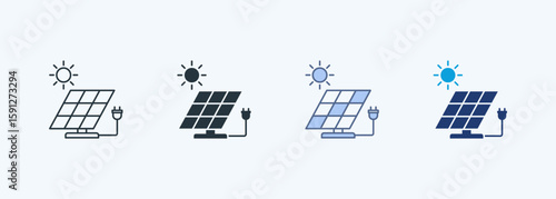 Solar Panel Multiple Style Icon Collection