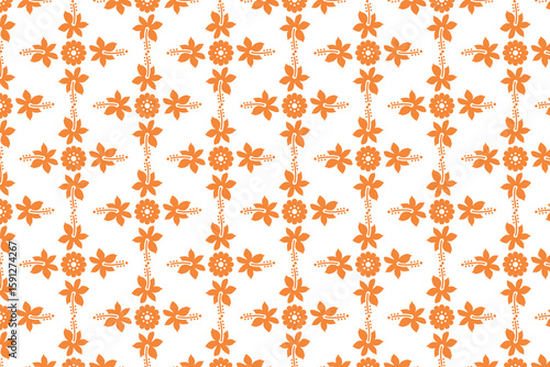 Orange Floral Pattern Seamless Textile Design vector