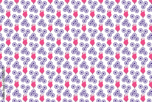 Pink Roses and Purple Flowers Seamless Pattern floral pattern