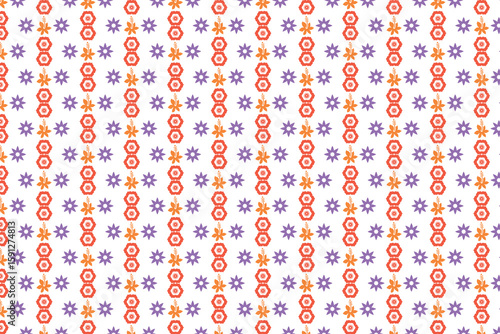 Orange Purple Floral Pattern Seamless Repeat Textile Design