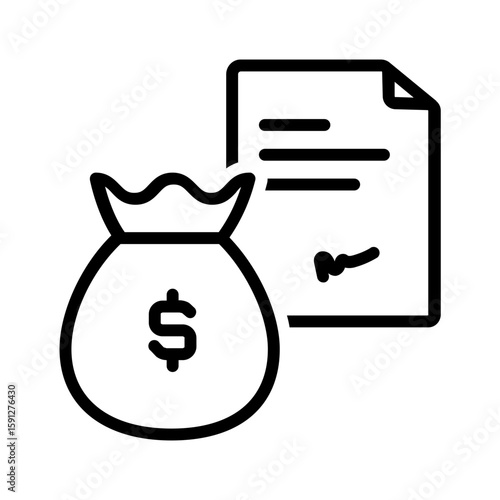 Vector black line icon for Loan