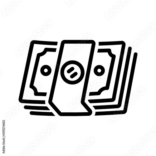 Vector black line icon for Banknotes