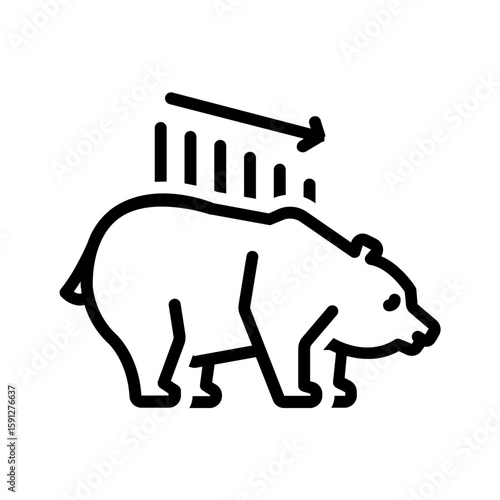 Vector black line icon for Bear