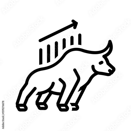 Vector black line icon for Bull