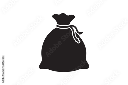Santa's sack silhouette vector art illustration on white background
