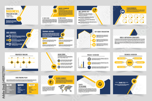 corporate business agency slide plan green color Page layout design for business presentation brochure book
