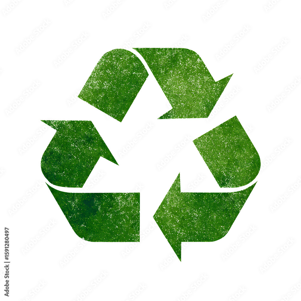 Fototapeta premium Green Recycle Symbol on Black Background. Possible use Environmental awareness