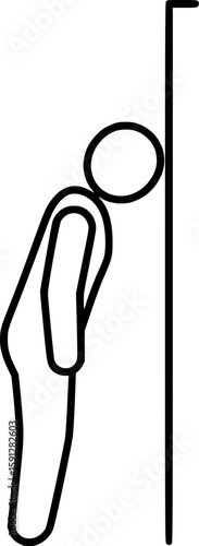 This is a metaphor for a creative crisis and a dead end. The figure of a person with their forehead against a wall symbolizes hopelessness and the inability to find a way out of a difficult situation.