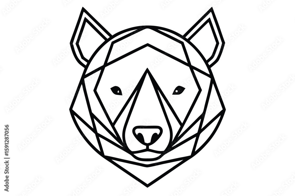Fototapeta premium Polygonal line art showcases the bold bear with geometric precision and style