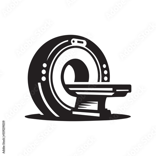 Medical Imaging Technology Silhouette Modern MRI Scanner Illustration for Healthcare Diagnosis and Radiology Concepts in a Bold Minimalist Silhouette Style