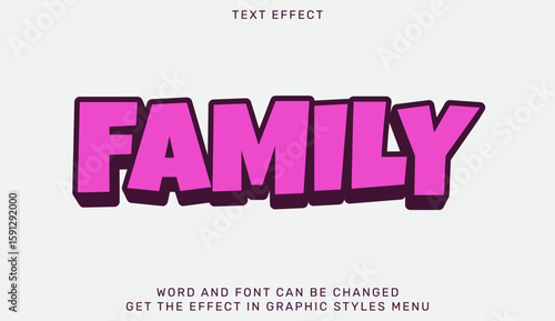 Family text effect template in 3d style
