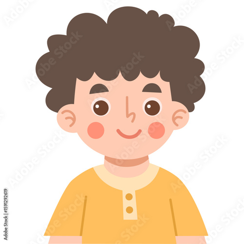 Illustration of a boy character with curly hair