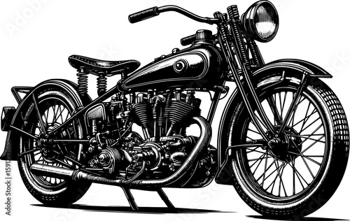 Vintage Motorcycle Vector Silhouette. A vector image of a vintage motorcycle silhouette. Single layer black and white image. EPS version.