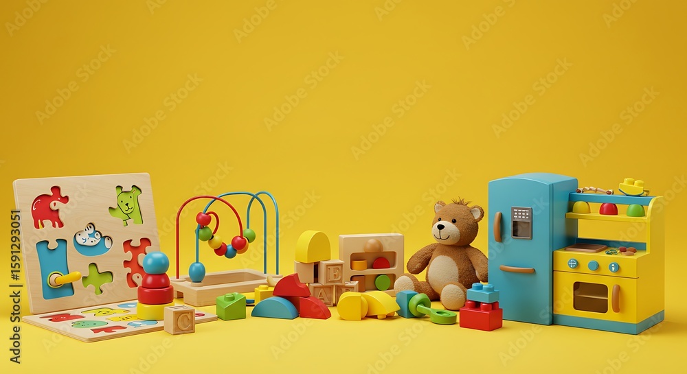 Fototapeta premium Colorful wooden toys for children