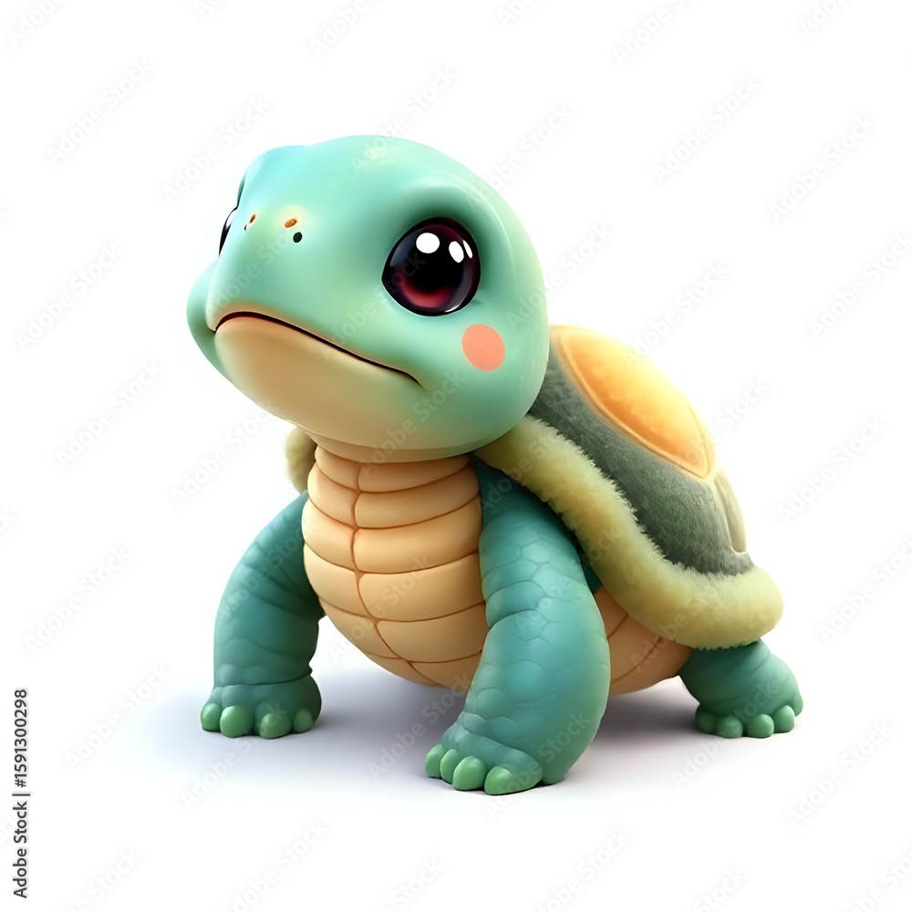 Fototapeta premium Cute and Adorable Fluffy Turtle Isolated on White Background