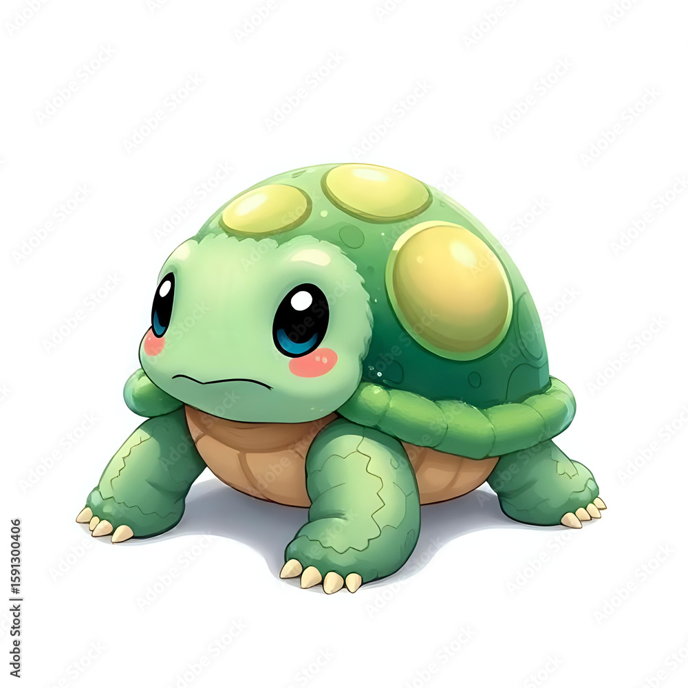 Fototapeta premium Cute and Adorable Fluffy Turtle Isolated on White Background
