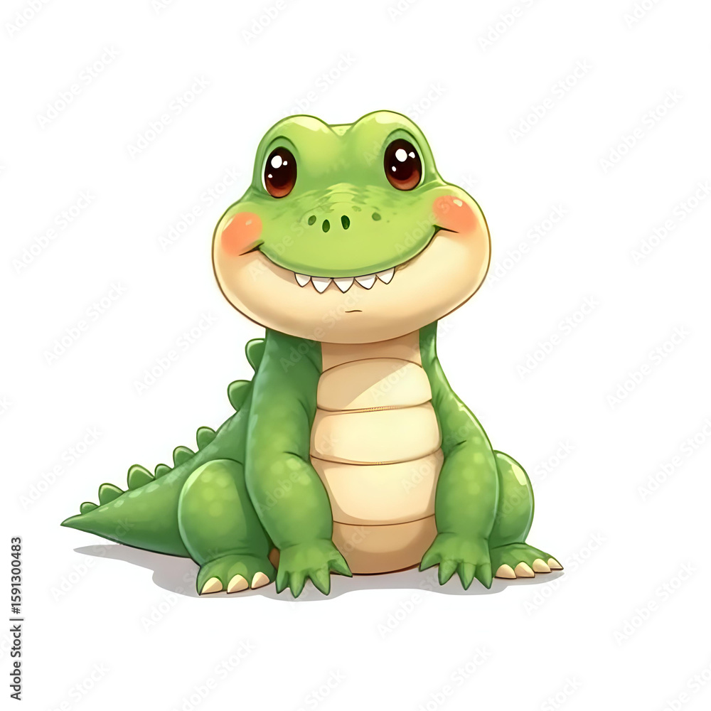 Fototapeta premium Cute and Adorable Fluffy Crocodile Isolated on White Background