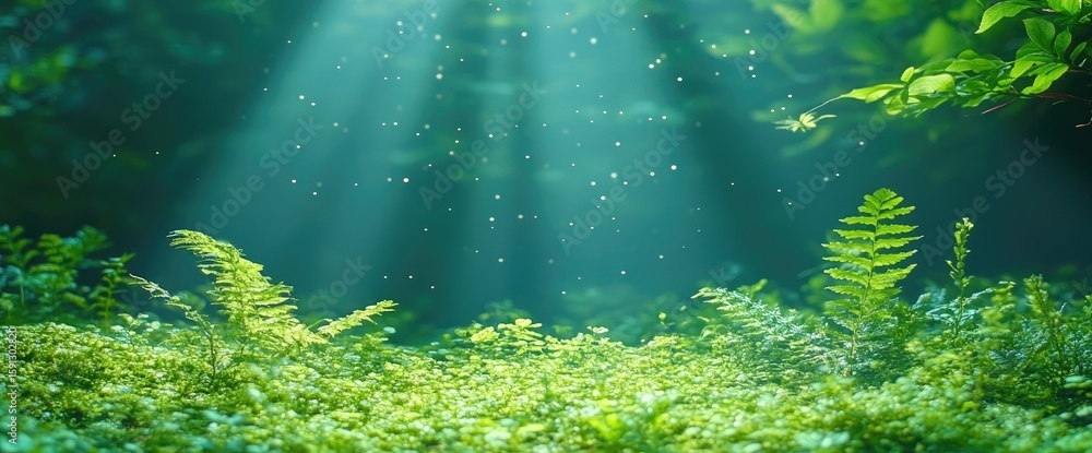 Obraz premium Lush forest floor bathed in sunlight (4)