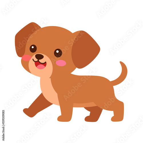 Wallpaper Mural Adorable light brown cartoon puppy walking with a happy expression and rosy cheeks. Torontodigital.ca