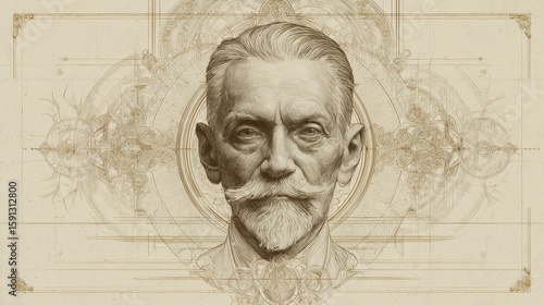 Wallpaper Mural Portrait of an Elegant Gentleman with Mustache and Vintage Style Torontodigital.ca