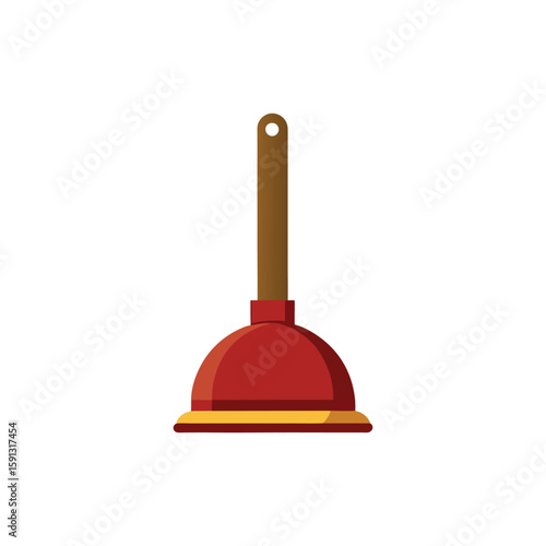 Vector Illustration of a Plunger Cleaning Tool Isolated on White Background