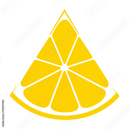 Stylized triangular lemon wedge icon with bright yellow pulp and a thin rind.