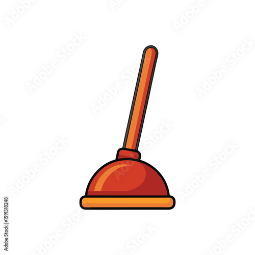 Vector Illustration of a Plunger Cleaning Tool Isolated on White Background