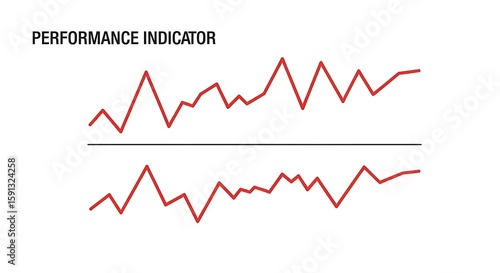 Visual Representation of Performance Indicator Fluctuations and Trends on Plain Background