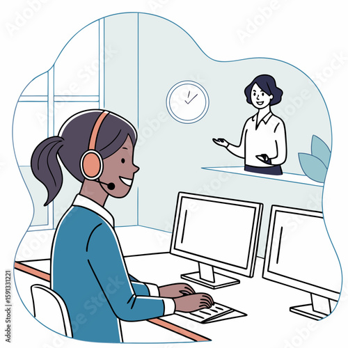 Receptionist working in office