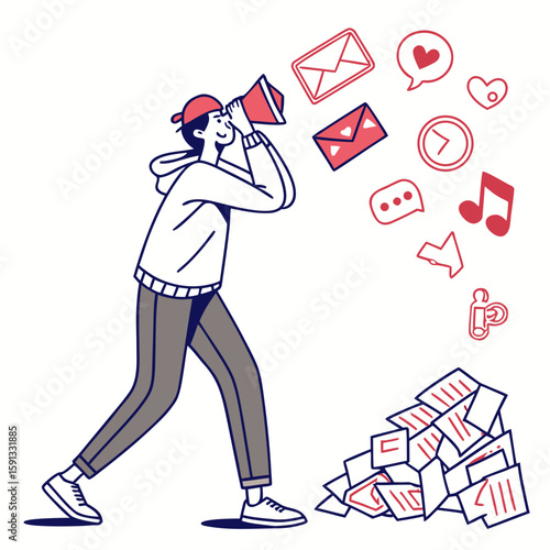 Man announcing social media 