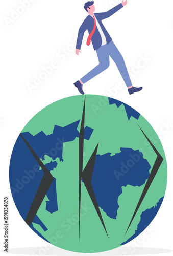climate change concept.Character showing natural disaster,
